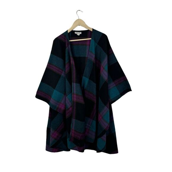 Vintage Union Made Catch Me Wool Plaid Sweater Shawl Wrap USA Made Womens - Picture 2 of 15